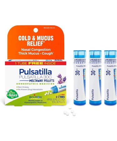Boiron SinusCalm Tablets for Sinus Relief 120 Count and Pulsatilla 30C Homeopathic Medicine for Nasal Congestion Relief 240 Pellets - Buy Online on GoSupps.com