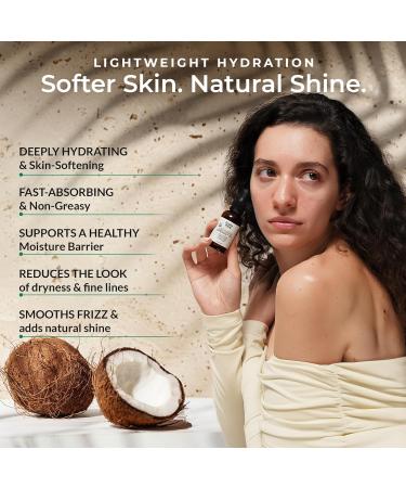 Organic Fractionated Coconut Oil | 100% Pure, Cold-Pressed | USDA Certified Organic | Amber Glass Bottle with Glass Dropper | For Face, Skin, & Hair - 1 Fl Oz - Buy Online on GoSupps.com