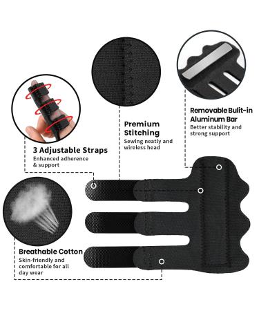 Trigger Finger Splint - Adjustable Finger Brace for Straightening & Supporting Index Middle Ring Finger - 4 Pack One Size - Black - Buy Online on GoSupps.com