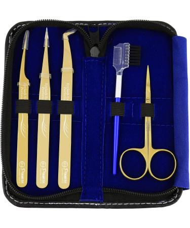ProMaxCare Gold Professional Quality Eye Lash Extension 5 PCs Tweezers Sets-The Complete kit for Eyelash Tweezers Include Straight and Curved Tested Tweezers Comes in Black Zipper safety Leather Case-80-2023 - Buy Online on GoSupps.com