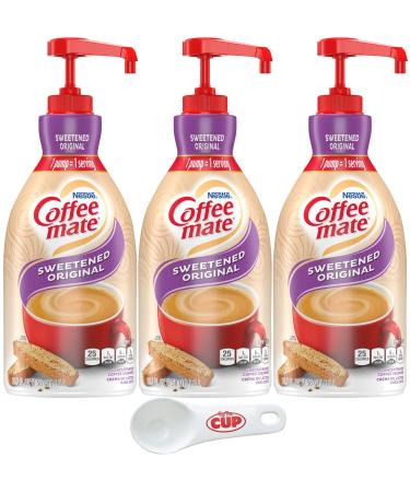 Coffee mate Sweetened Original Liquid Concentrate 1.5 Liter Pump Bottle (Pack of 3) with By The Cup Coffee Scoop - Buy Online on GoSupps.com