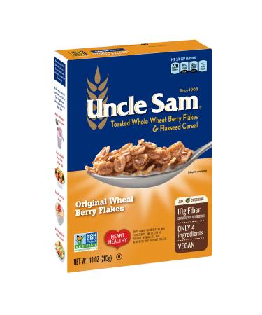 Uncle Sam Original Wheat Berry Flakes Cereal, High Fiber, Whole Grain, Non-GMO Project Verified, Kosher, Heart Healthy, Vegan, 10 Oz Box (Pack of 12)