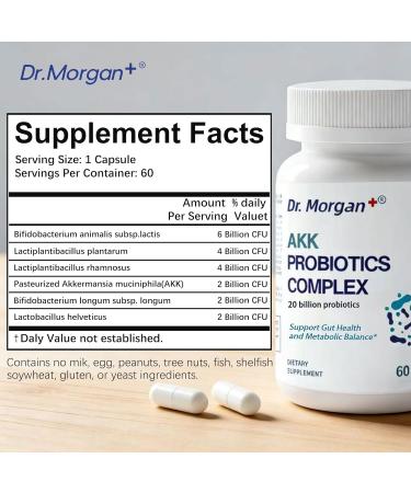 Dr. Morgan Akkermansia Probiotics Complex 20 Billion CFU Increases GLP-1 Production Supports Digestive Health Intestinal Balance & Metabolism for Men & Women Third-Party Tested 60 Capsules - Buy Online on GoSupps.com