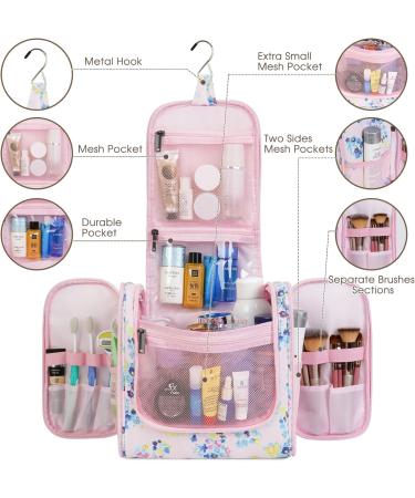 Women's Travel Hanging Toiletry Wash Bag Makeup Organizer - Pink Flower (Large) - Buy Online on GoSupps.com
