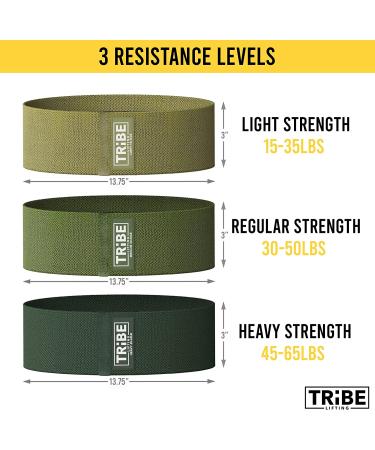 Tribe Military Green Lifting Fabric Resistance Bands for Women and Men - Booty & Thigh Workout Bands - Glute & Exercise Resistance Loops for Legs and Butt - Buy Online on GoSupps.com