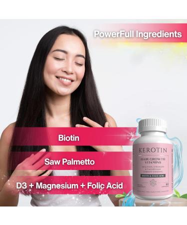 Worldwide Nutrition Kerotin Hair Growth Vitamins - Biotin DHT Blocker Supplement & Key Chain - 60 Count for Natural Hair Strength - Buy Online on GoSupps.com