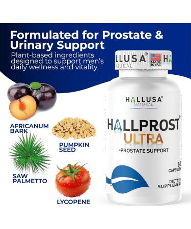 Hallprost Ultra Prostate Support Supplement for Men 1166mg 120 capsules | Saw Palmetto Lycopene Pygeum Pumpkin Seed Zinc Vitamin E & Magnesium | DHT Blocker Urinary Tract & Bladder Support - Buy Online on GoSupps.com