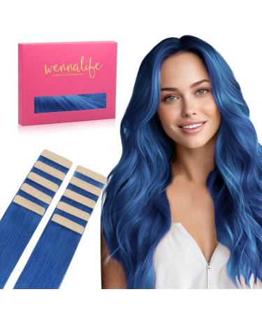 If -of -hearted tape extensions real hair blue 10pcs tape in extensions real hair 25g 35cm invisible hair extension real hair invisible smooth real hair extensions tape highlight for girls 35cm 25g 10pcs #blau