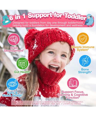 Organic Toddler Multivitamin Gummies + Omega-3 (DHA/EPA) Postbiotics | kids 2+ multivitamin | Vitamins A C D3 Methyl B12 Folate Zinc for Immune Digestive Brain Healthy Growth Sugar-Free 60Cts - Buy Online on GoSupps.com