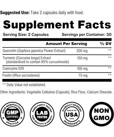 Celly Senolytic Complex | Longevity Supplement for Healthy Aging and Cellular Health with Quercetin and Fisetin | Targets Senescent Cells | 30 Servings | Non-GMO & 3rd Party Tested - Buy Online on GoSupps.com