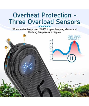 Hygger Energy Saving Titanium Aquarium Heater 500W Digital Submersible | Auto Shut Off, Overheat Protection | for 60-120 Gallon Tank - Buy Online on GoSupps.com