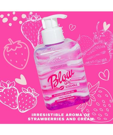 HOT FLOWERS Blow Girl Lickable Moisturizing Lotion Strawberry & Cream Flavored Body Moisturizer Softens & Hydrates Skin 320ml (10.82 fl oz) - Buy Online on GoSupps.com