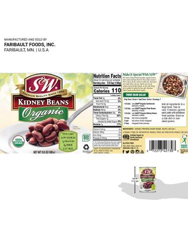 S&W Organic Kidney Beans 15.5 Oz. Can - Pack of 8 | Premium Quality | Buy Now! - Buy Online on GoSupps.com