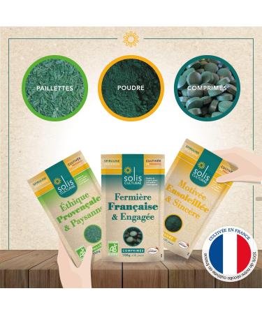 Organic spirulina AB French / 1 sachet 100 g or 200 tablets 100% spirulina / 30 days of cure / Strengthens immunity / Rich in iron / Antioxidant / Boosts the body. Company SOLIS CULTURAE - Buy Online on GoSupps.com