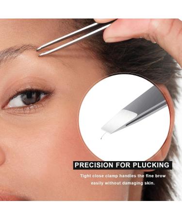 Precision Eyebrow Tweezers Set for Ingrown Hair Removal - Professional Brow Remover Tools for Women with Leather Case - Buy Online on GoSupps.com