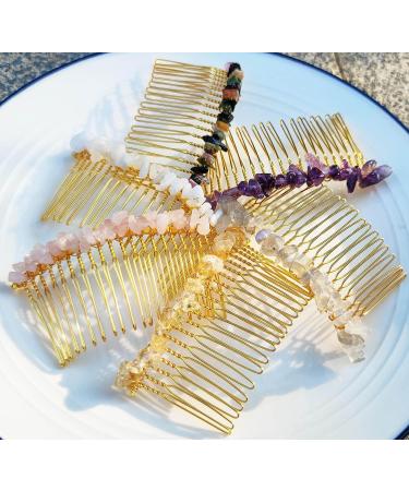 Handmade Rose Quartz, Amethyst, Moonstone Hair Comb Set - Crystal Hair Accessories for Women - Buy Online on GoSupps.com