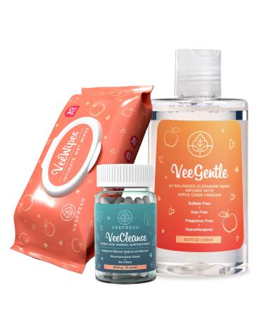 VeeFresh - VeePower Vaginal Health Bundle - Control and Prevent Vaginal Odor - Includes VeeGentle Feminine Wash for Vaginal pH Balance and Feminine Wipes - Buy Online on GoSupps.com