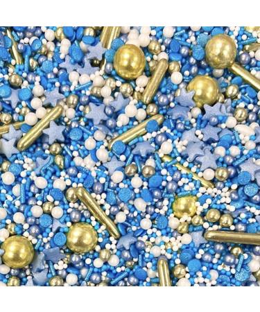 Blue gold white sprinkles stars metallic pearls cupcakes cakes baking chocolate balls male boy cake baby shower baby boy SUPER DAD