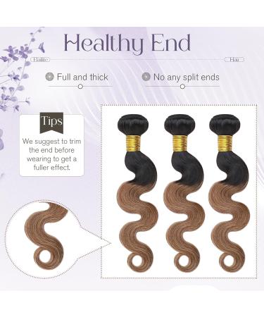 Buy 7A Virgin Body Wave Brazilian Hair Bundles - 18 Ombre #1BT30 Natural Black Light Auburn Extensions - Buy Online on GoSupps.com
