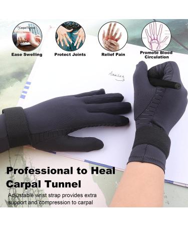2 Pairs Full Finger Copper Arthritis Compression Gloves for Men & Women - Wrist Support for Carpal Tunnel Hand Pain Relief & Typing - Touchscreen Tips - Large/X-Large (Black - Buy Online on GoSupps.com