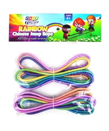Gosu Toys Rainbow Chinese Jump Ropes Bundle Pack for Kids Outdoor Indoor Play 1 Pack (2 Jumpropes)