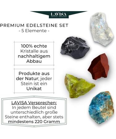 Buy Lavisa Premium Healing Stones Gemstones Set | 100% Natural Mineral Stones for Water Treatment & Decoration | 5 Element Gem Water Mix - Buy Online on GoSupps.com