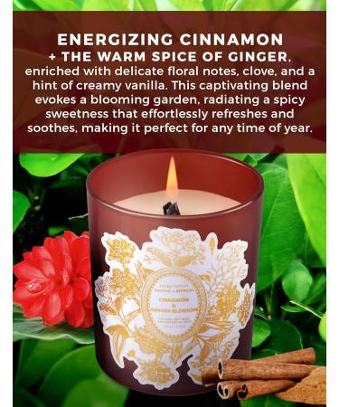 Cinnamon Ginger Blossom Candle - Soy Wax Aromatherapy Candle | Warm Winter & Fall Scent - Natural Wood Wick | Perfect Relaxing Gift for Women & Men - Buy Online on GoSupps.com