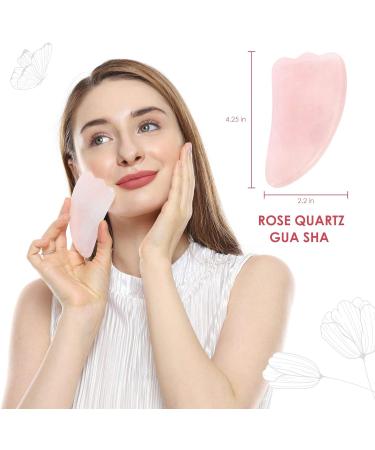 Fuasha Gua Sha Facial Tools Set - Premium 2-in-1 Jade & Rose Quartz | Lymphatic Drainage Massage Stone for Face | Sculpting Pack & Guasha Tool - Buy Online on GoSupps.com