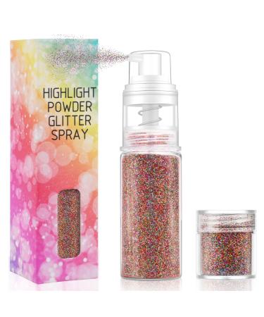 AOOWU Glitter powder for body and face with refills - Makeup spray for hair lips nails body (coloured)