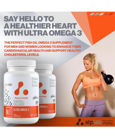 ATP LAB - Ultra Omega 3 60 Softgels - Very High Absorption Monoglyceride Omega-3 Fatty Acid Supplements - MaxSimil Fish Oil Omega 3 Supplements to Lower Cholesterol - Cardiovascular Health - Buy Online on GoSupps.com