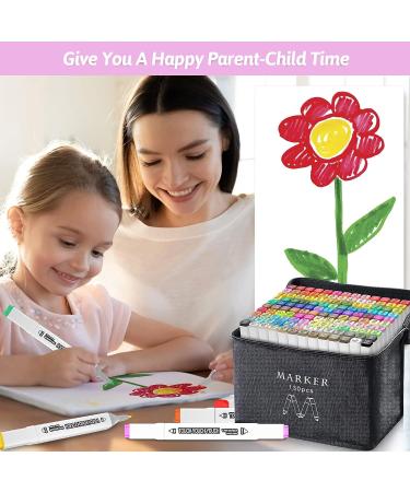 Banral 130 Colors Dual Tip Alcohol Based Markers Set - Premium Brush Markers for Artists, Kids, and Adults - Ideal for Coloring, Drawing, Sketching, and Illustration with Case - Buy Online on GoSupps.com