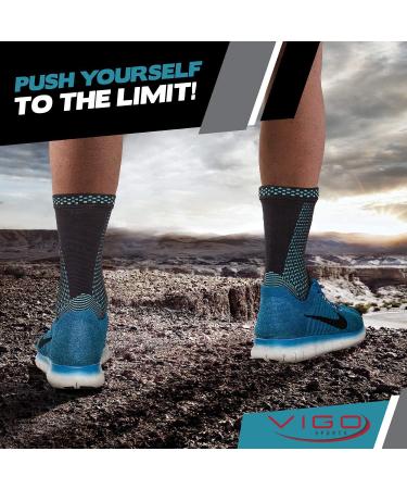 Vigo Sports Ankle Bandage Set - 2 Compression Supports for Joint Pain & Heel Spur Relief | Ergonomic Blue XL | 7 Zones for Optimal Stability - Buy Online on GoSupps.com