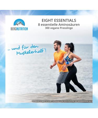 Berg NUTRITION EIGHT Essentials - 300 Vegan Amino Acid Tablets with 8 Essential Amino Acids | High Dose EAA Complex for Optimal Protein Supply | Prof. Dr. Luc Moretti Approved - Buy Online on GoSupps.com