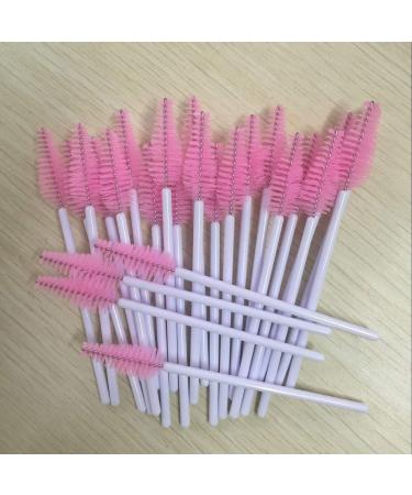 Make Up Brushes 500pcs Teardrop-Shaped Makeup Brushes Disposable Eyelash Brushes Black Wands Nylon Eyelash Comb Brushes Make Up Brushes - (Handle Color: White Wand)