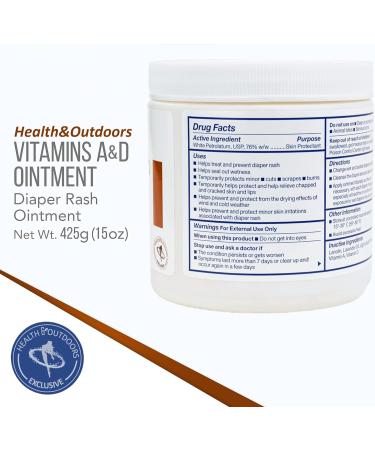 Vitamin A & D Ointment 15 Oz - Effective Skin Protectant for Diaper Rash Cuts Burns & Wounds | Fast International Shipping - Buy Online on GoSupps.com