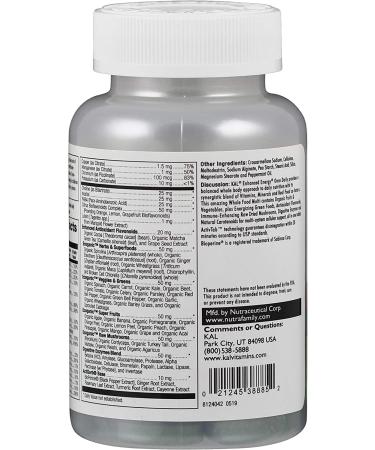 KAL Enhanced Energy Multivitamin - Once Daily Whole Food - 60 Vegetarian Tablets - Buy Online on GoSupps.com