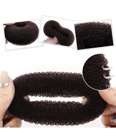 Donut Hair Bun Set - 7 Pieces 4 Sizes 10 Elastic Bands & 20 U-Shape Clips - Perfect for Elegant Hairstyles | Brown - Buy Online on GoSupps.com