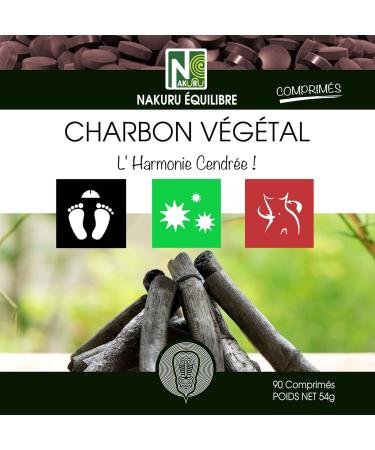 NAKURU | Vegetable Charcoal | Balance Range | Made in France | "The Ashen Harmony!" (90 tablets of 600 mg / Net weight: 54 g) - Buy Online on GoSupps.com