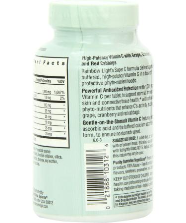 Rainbow Light Super C 1000mg Vegan Vitamin C Supplement - 120 Tablets - Buy Online on GoSupps.com