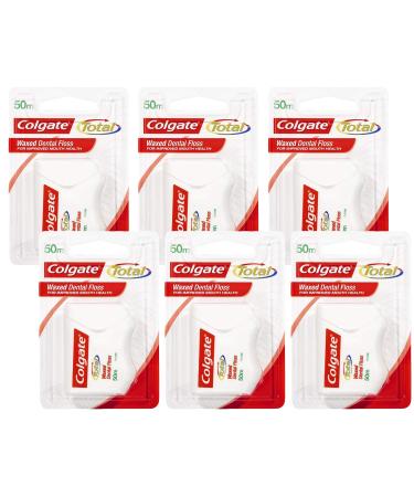 Colgate Waxed Dental Floss 50 m (Pack of 6)