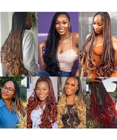 French Curl Crochet Braids 14 Inch 6 Packs | Goddess Box Braids with Curly Wavy Ends | Synthetic Hair Extensions (1B) - Buy Online on GoSupps.com
