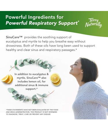 Terry Naturally SinuCare - Eucalyptus & Myrtle Oil Complex 320mg - Sinus and Lung Support 30 Softgels - Non-Drowsy, Non-GMO, Gluten-Free - 15 Servings - Buy Online on GoSupps.com
