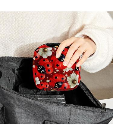 Anna Cowper Red Black Ladybugs Flowers Menstrual Cup Pouch - Portable Period Bag for Women/Girls | Multi-Colored Sanitary Napkin Storage Case - Buy Online on GoSupps.com