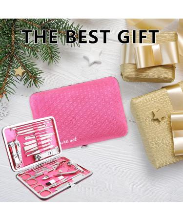 Manicure Set Professional Nail Clippers Kit Pedicure Care Tools 23pcs Stainless Steel Grooming Tools with Black PU Leather Case for Travel or Home (Pink/Silver) - Buy Online on GoSupps.com