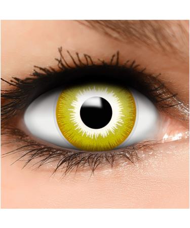 FUNZERA Colored Contact Lenses Halloween Yellow AVATAR 2 pieces (1 pair) Non-prescription easy-to-insert yellow lenses 2 x colored contact lenses for cosplay carnival anime
