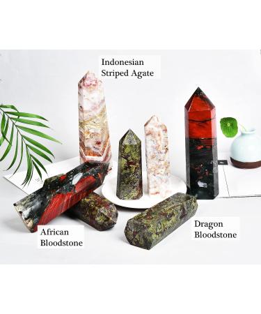 AMOYSTONE African Bloodstone 6 Faceted Obelisk Tower 2.2-2.6 lbs - Healing Crystal for Reiki Chakra Meditation Therapy - Buy Online on GoSupps.com