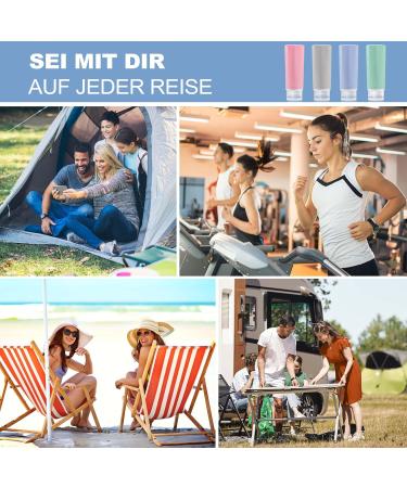 OPRET 4-Piece Silicone Travel Bottles Set | 100ml Leak-Proof Refillable Containers for Cosmetics & Shampoo - Travel Size Kit in Blue Green Pink & Gray - Buy Online on GoSupps.com