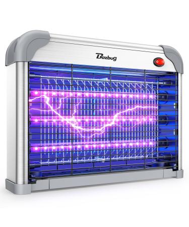 Buzbug 12W Efficient electric insect destroyers with 3 LED lamps 3800V strong mosquito and fly trap ideal for all interiors (gray)