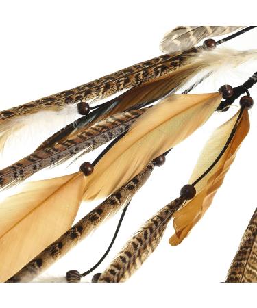 Hippie Feather Hair Extension Clip - Bohemian Headband for Women Festival Headdress (Brown + Pheasant Feather) - Buy Online on GoSupps.com
