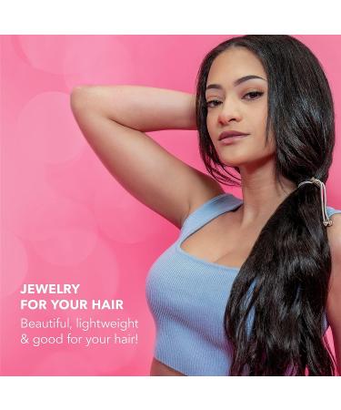 Pulleez Pony Party Sliding Ponytail Holder Set of 4 - Gold Metal Charms - Elastic Hair Tie Bracelet - Buy Online on GoSupps.com